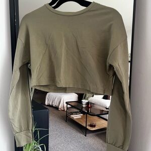 Olive Green Women's Cropped Top